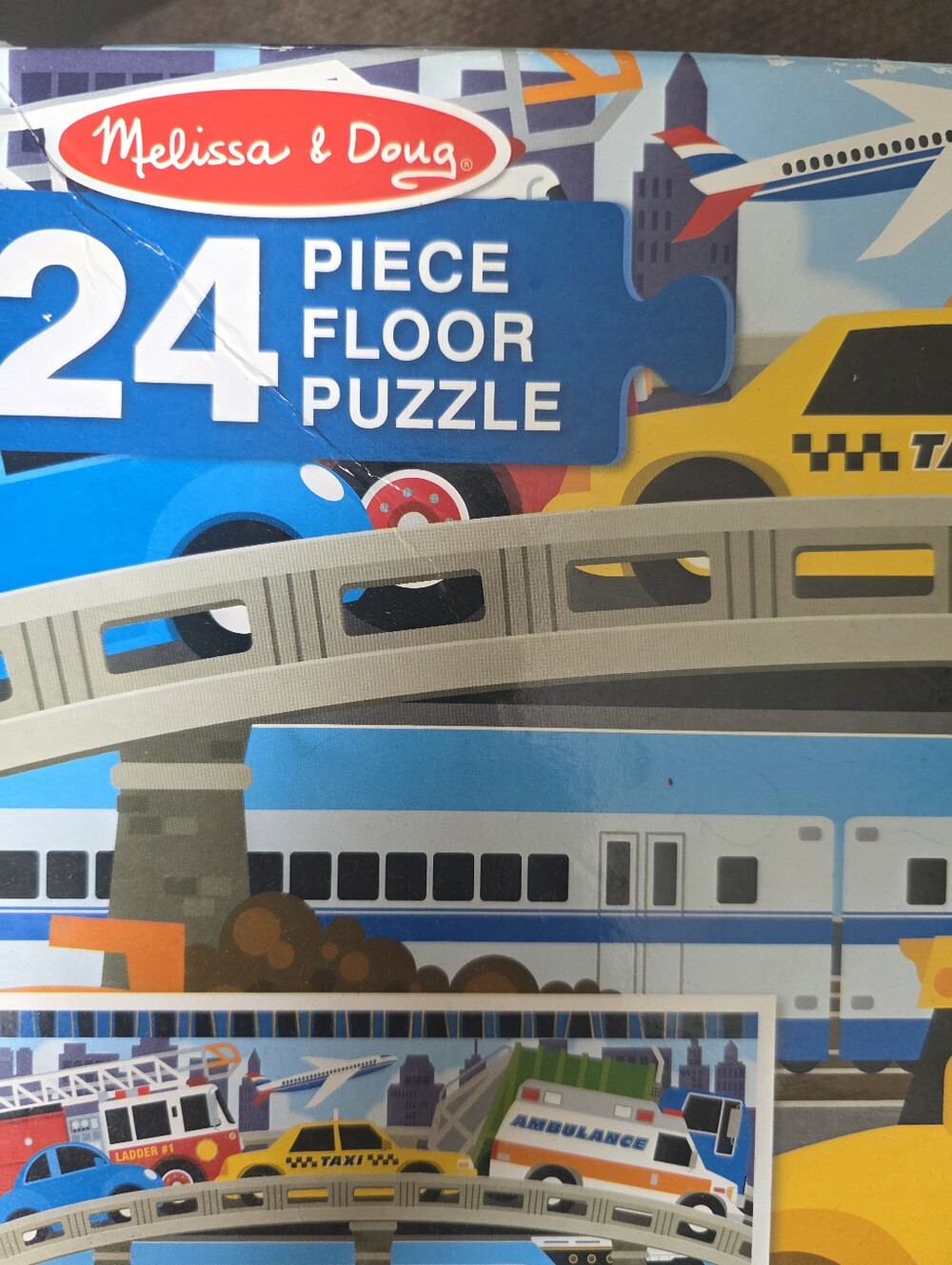 Melissa & Doug Bright Yellow Taxi & Traffic Puzzle 24 Piece - Picture 2 of 3